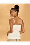 Women Cream Plain Strappy Vest - 3