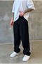 Black Premium Pleated Fabric Baggy Pants - 3