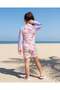 Girls Lilac Cat Doughnut Allover Print Swimming Suit - 4