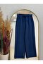 Elnur Flat Leg Gabardine Trousers-Ma3654 Navy Blue - 2