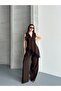 Women's Lace Pack Asymmetrical Cut Stylish Vest Blouse - Brown - 8