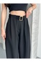 Women's Black Bridge Detailed Belted Palazzo Trousers - 2