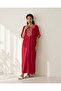 Women Red Embroidered Kaftan Nightgown - 2