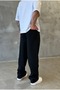 Black Premium Pleated Fabric Baggy Pants - 6