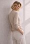 Dark Beige Cotton Blend Transitional Women's Knitwear Cardigan - 7