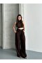 Women's Coffee Bridge Detailed Belted Palazzo Trousers