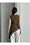 Women's Lace Pack Asymmetrical Cut Stylish Vest Blouse - Khaki - 3