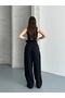 Women's Black Bridge Detailed Belted Palazzo Trousers - 6