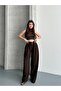 Women's Coffee Bridge Detailed Belted Palazzo Trousers - 3