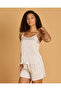 Women Cream Printed Satin Cami 2 Piece Set - 2