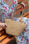 Wicker Women's Bag Zippered Hand and Shoulder- Beach Bag 38 Cm - 3