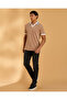 Men Beige Jacquard Collar Polo T-Shirt - 5