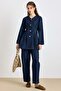 Beli Pens Detailed Jacket and Trousers Denim Set Dark Blue 9446-Tk - 3
