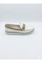 V26Ya-Z525 White Skin Leather Stone Women's Comfort Ballet Flats Shoes - 3