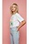Women's Oversized Printed Minimal Art Patterned White T-Shirt - 2
