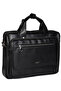 71473 Genuine Leather Unisex Briefcase Bag Se Professional Business Briefcase with Laptop Compartment Bag Se Black - 3