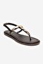 Marea Brown Genuine Leather Flip Flops Gold Buckled Women's Sandals - 3