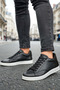 Men's Black Casual Sneakers Lace-Up Daily Comfortable Sports Shoes - 2