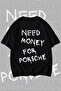 تي شيرت أسود كبير الحجم مطبوع عليه صورة "Need Money For Porsche