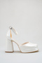 Women's Platform Block Heel Ankle Strap Bridal Shoes White Evening Dress Wedding Shoes Nara - 3
