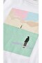Women's Oversized Printed Minimal Art Patterned White T-Shirt - 3