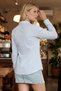 Women's Baby Blue Long Sleeve Striped Shirt Arm-26K001099 - 3