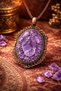 Vintage Oval Design Handmade Necklace with Raw Amethyst and Hematite Natural Stones - Art, Style, Chic, Period - 3