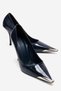 Alvena Navy Blue Print Front Metal Detailed Women's Heeled Shoes