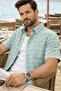 Men's Short Sleeve Green Shirt Linen Effect Pocketed Wide Cut Summer Style - 4