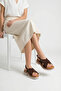 Regina Women's Genuine Leather Sandals - Brown Suede - 7