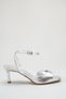 Women's Blunt Toe Stiletto Heel Evening Dress Casual Heels S Sandals Missy Silver - 3
