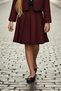 Girl's Collar and Jacket Edges Striped Detail Jacket Classic Shirt Pleated Claret Red Chanel Skirt Set - 6