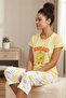 Women's Hello Slogan Printed Crew Neck Short Sleeve Capri Combed Cotton Pajama Set - 2