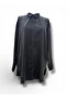 Our Black Oversized Satin Fabric Shirt Model