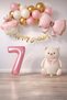 Retro 7 Year Old Teddy Bear Tempted Baby Girl Birthday Set