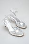 Women's Blunt Toe Stiletto Heel Evening Dress Casual Heels S Sandals Missy Silver