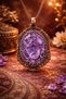 Vintage Oval Design Handmade Necklace with Raw Amethyst and Hematite Natural Stones - Art, Style, Chic, Period - 2
