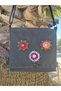 Knitted Floral Detailed Gray Canvas Fabric, Covered with Messenger Bag Pieces of Fabric - 3