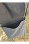 Knitted Floral Detailed Gray Canvas Fabric, Covered with Messenger Bag Pieces of Fabric - 7