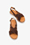 Regina Women's Genuine Leather Sandals - Brown Suede - 3