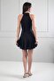 Women's Stefani Collar Front Draped Lined Layered Skirt Asymmetrical Glittery Short Dress - 4