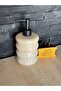 Natural Travertine Melon Slice Liquid Soap Dispenser - Matte Black Detailed - 4