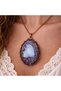 Handmade Vintage Necklace with Raw Aquamarine and Amethyst Natural Stones and Hematite Inlay - 2