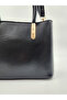 Women's Black Handbag and Shoulder Bag - Soft Faux Leather , Three Compartments, Adjustable Strap Pieces, Stylish Model - 3