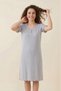 Comfortable Fit Polka Dot Patterned Cotton V-Neck Short Sleeve Midi Length Casual Dress / Home Dress - 2
