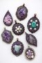 Vintage Silver Color Non-Tarnish Chain Necklace with Raw Amethyst Natural Stone and Hematite - Handmade, Period Piece - 6