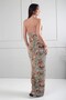 Women's Collar Accessory Lined Patterned Stretch Fabric Long Dress - 4