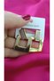 Women's Gold Steel Stone Square Dangle Earrings – Stainless Steel Stylish Modern Earrings - 4