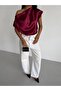 Satin Boat Neck Draped Blouse - 3
