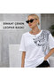Women's White Leopard Print T-Shirt Gold Foil Patterned Oversized Basic Summer T-Shirt